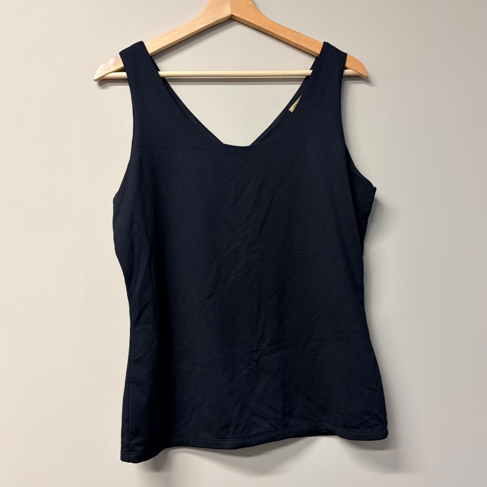 Boutique Essentials Womens Black V-Neck Tank Top Sleeveless Lined Size L Capsule